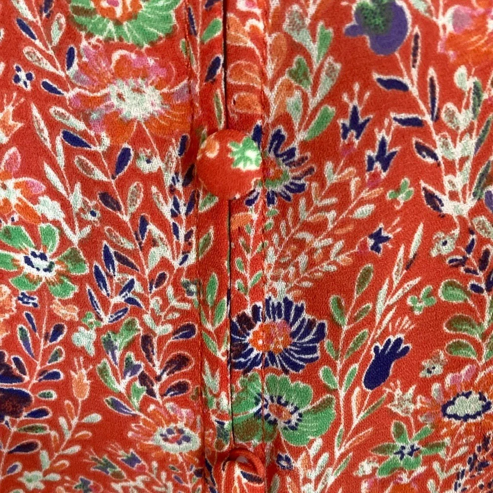 Rose+Olive Womens Orange Floral Top Size 1X 3/4 Sleeve Career Summer Spring‎